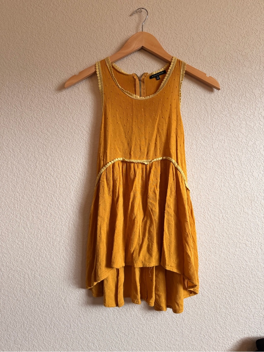 Staccato Women’s Mustard Yellow Babydoll Razor Back Tank Top